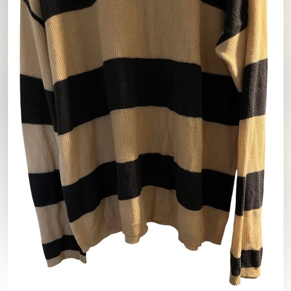 Easel Brown Striped Cold Shoulder Long Sleeve Knit Sweater S/M - Picture 3 of 7